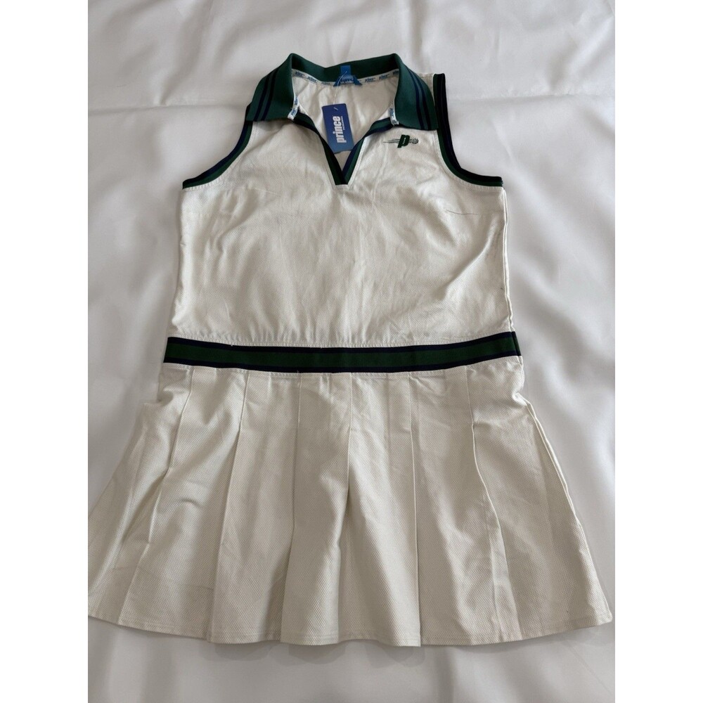 Prince Pickleball Women's Collared Pleated Dress White Green Size L - Picture 2 of 10